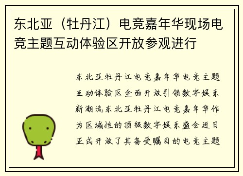 东北亚（牡丹江）电竞嘉年华现场电竞主题互动体验区开放参观进行